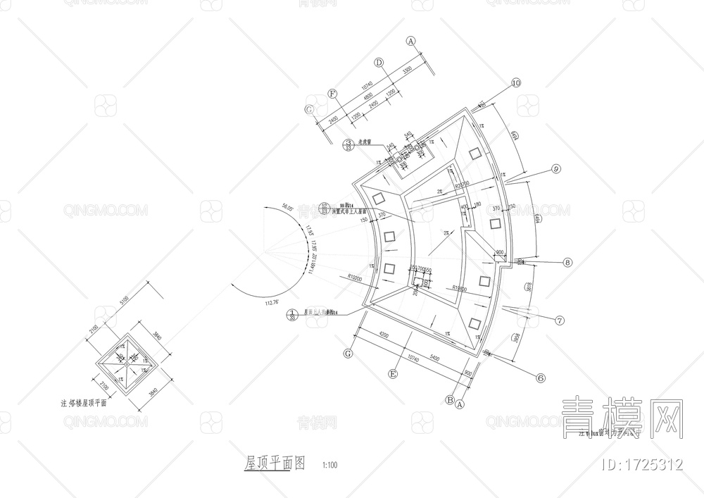 高档会所全套cad建筑设计施工图【ID:1725312】