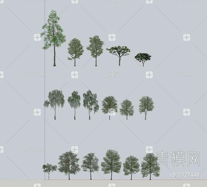 乔木 树木SU模型下载【ID:1727448】