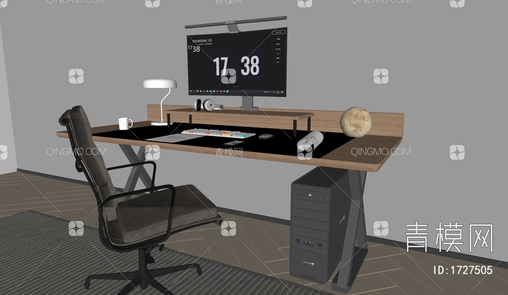 书桌，办公桌，电脑桌SU模型下载【ID:1727505】