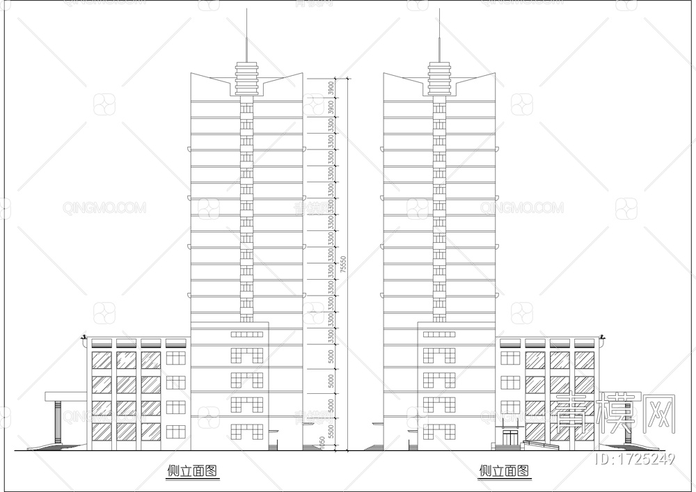 高层酒店建筑图【ID:1725249】