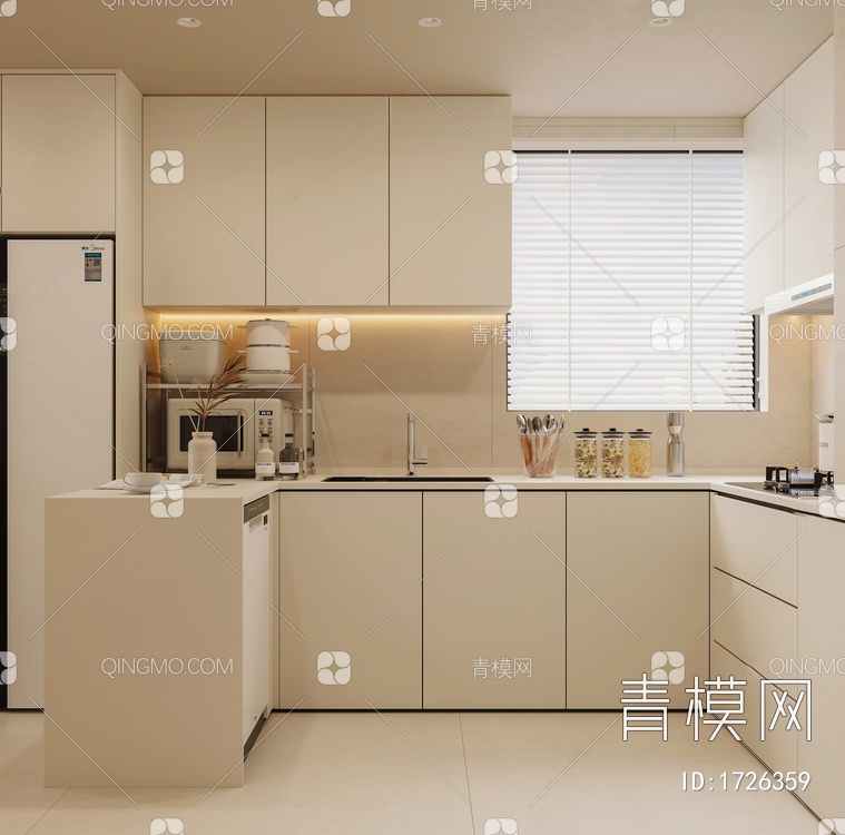 开放式厨房3D模型下载【ID:1726359】