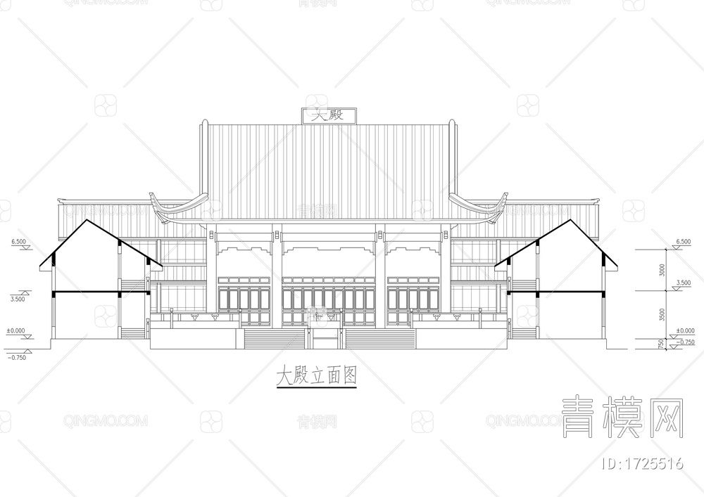寺庙古建CAD图【ID:1725516】