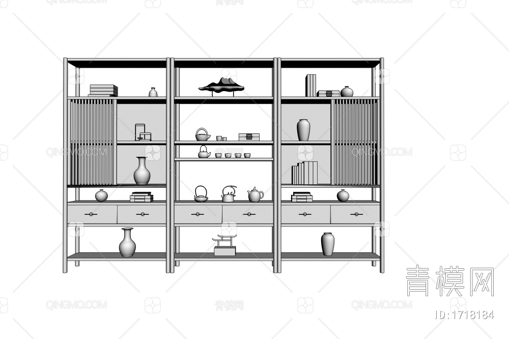 置物架 多宝格 博古架3D模型下载【ID:1718184】