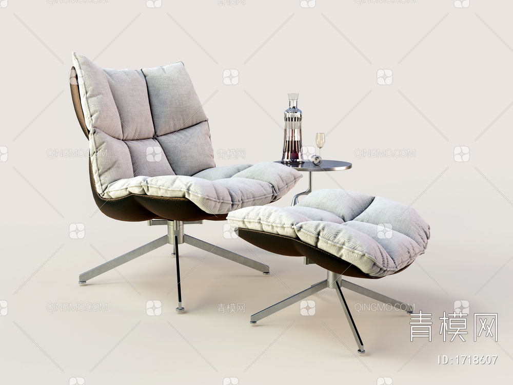 布艺休闲椅 躺椅 午休椅子3D模型下载【ID:1718607】