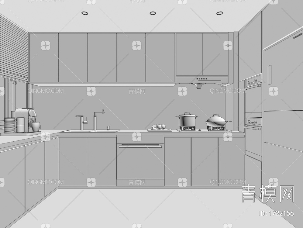 客餐厅 厨房3D模型下载【ID:1722156】