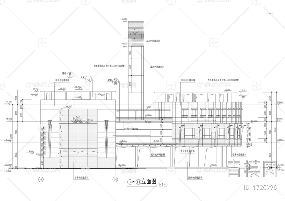 会所外装修施工图【ID:1725996】