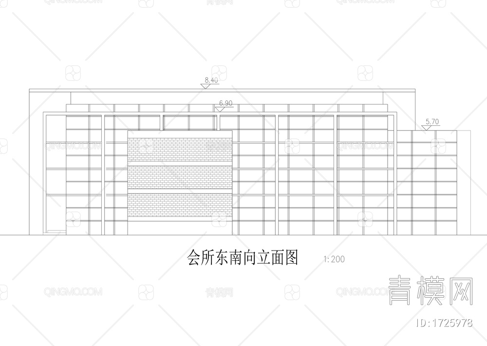 会所含游泳池壁球场健身房建筑图【ID:1725978】