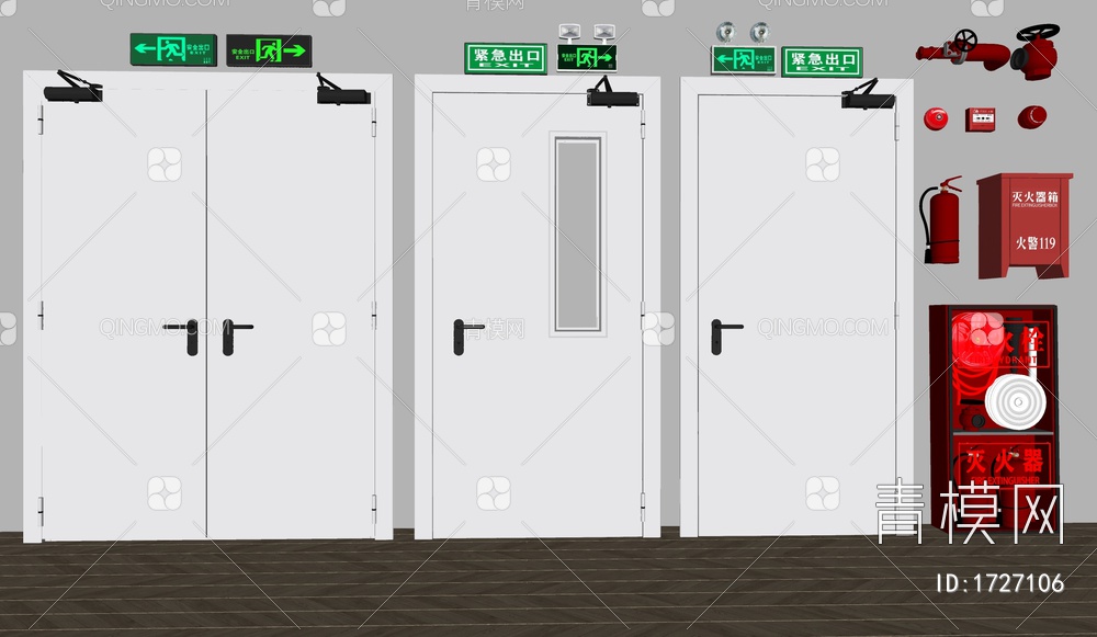 消防门，消防器材SU模型下载【ID:1727106】