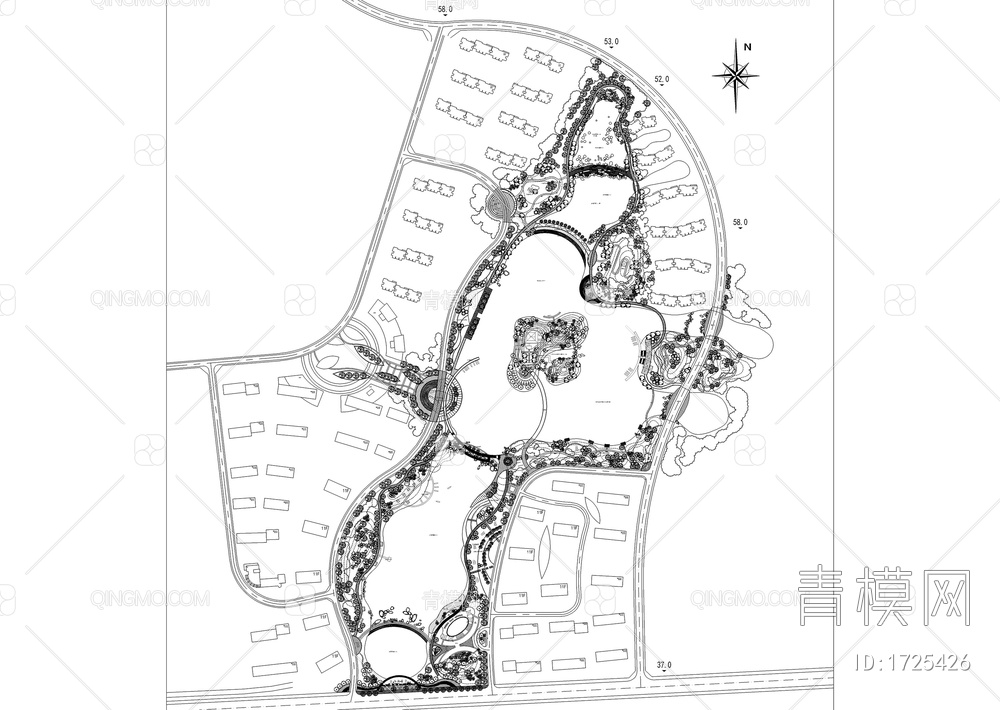 湖滨公园景观规划平面图【ID:1725426】