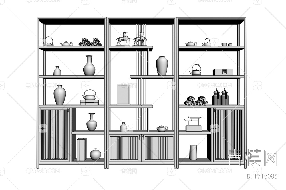 置物架 多宝格 博古架3D模型下载【ID:1718085】