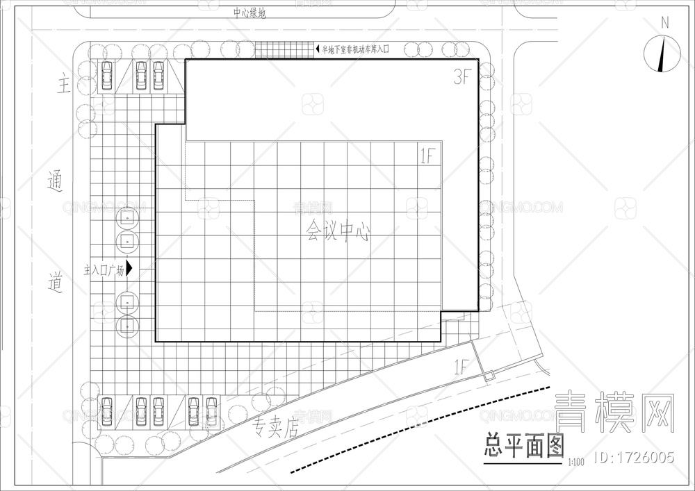会议中心大楼建筑图【ID:1726005】