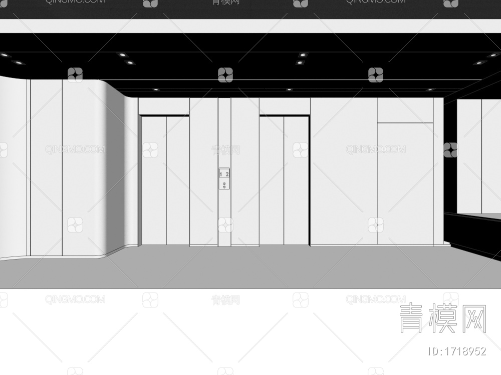 工装电梯厅3D模型下载【ID:1718952】
