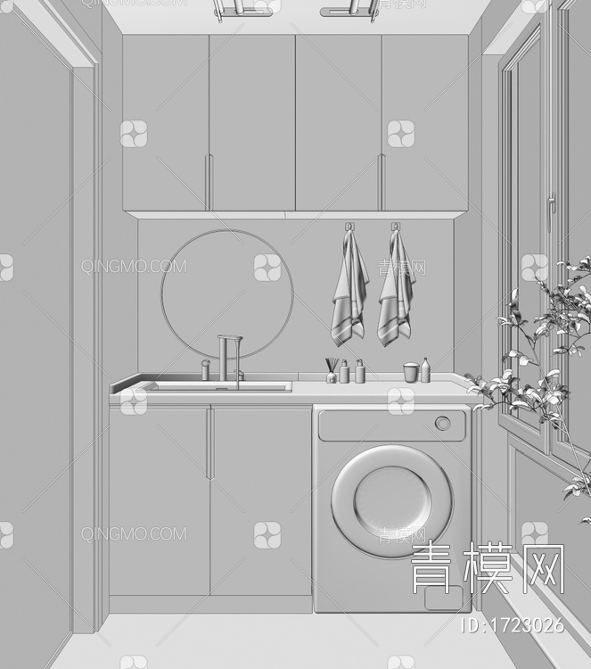洗衣柜3D模型下载【ID:1723026】
