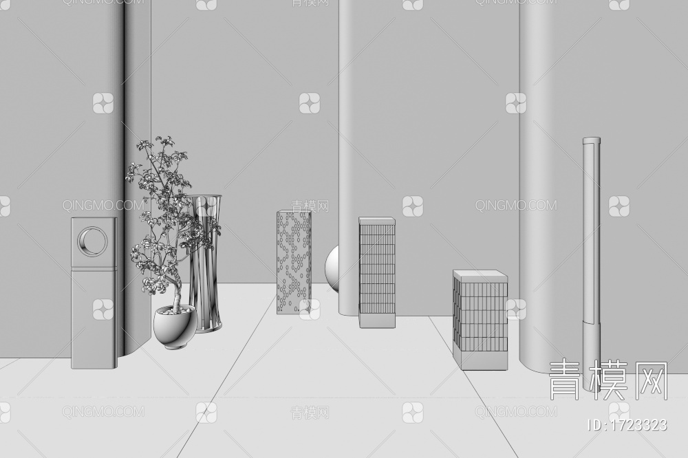 景观灯 户外灯 草坪灯 草地路灯 花园室外 庭院灯3D模型下载【ID:1723323】