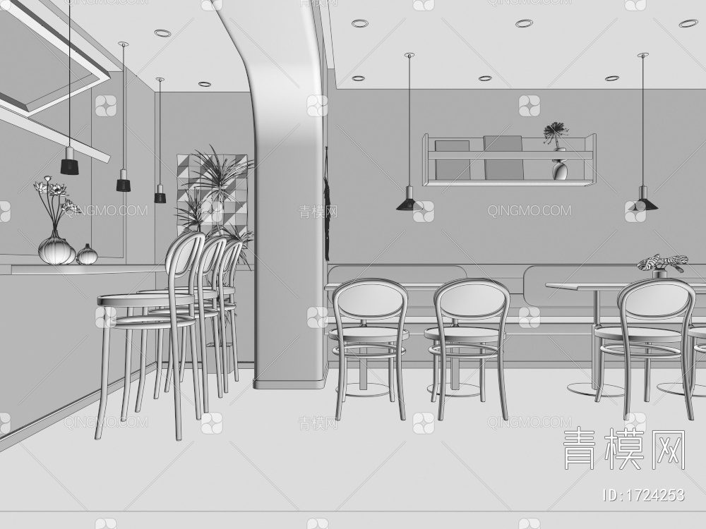 咖啡厅3D模型下载【ID:1724253】