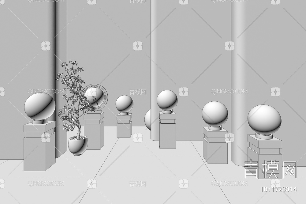 景观灯 户外灯 草坪灯 星球灯 花园室外 庭院灯3D模型下载【ID:1723314】