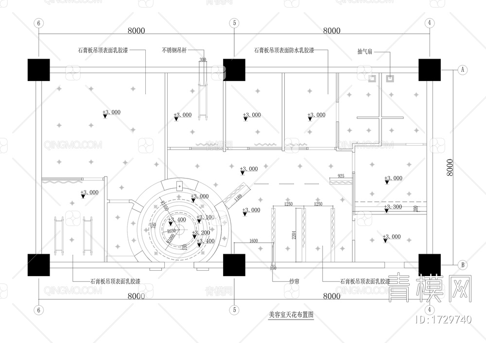 美容院装修施工图【ID:1729740】