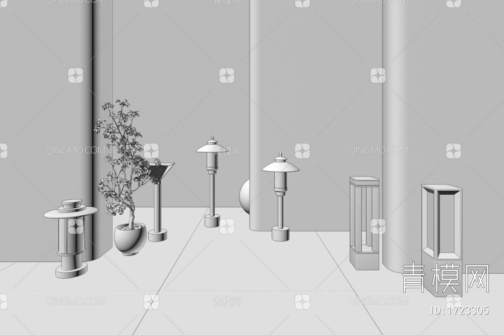 景观灯 户外灯 草坪灯 草地路灯 花园室外 庭院灯3D模型下载【ID:1723305】