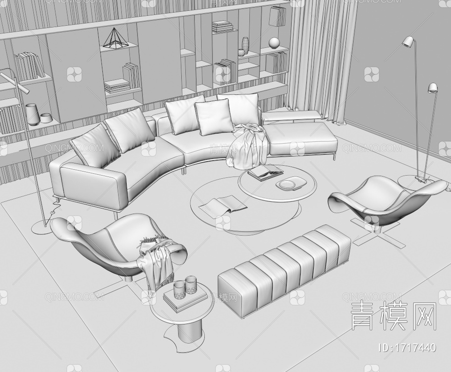沙发茶几组合3D模型下载【ID:1717440】