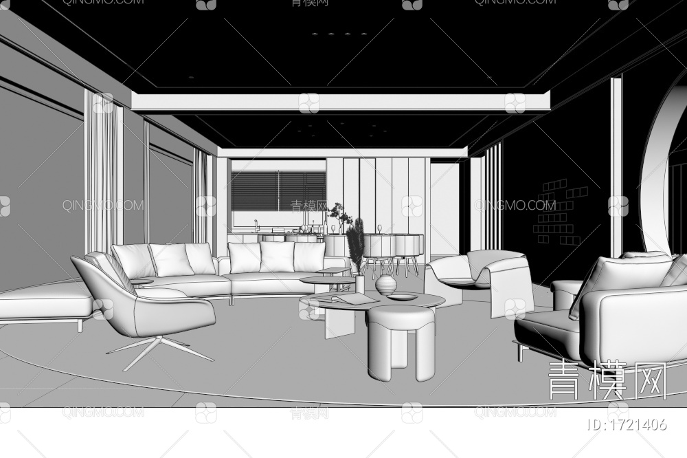 家居会客厅、餐厅3D模型下载【ID:1721406】