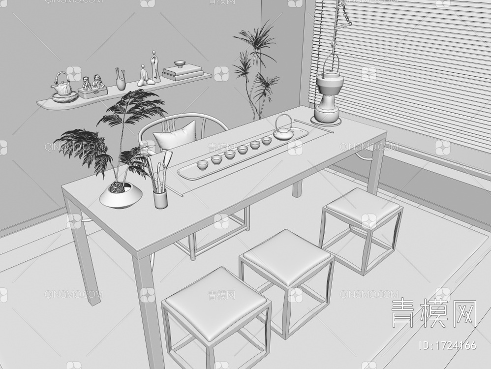 茶桌椅3D模型下载【ID:1724166】