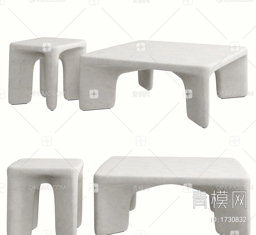 当代低脚混凝土桌子3D模型下载【ID:1730832】