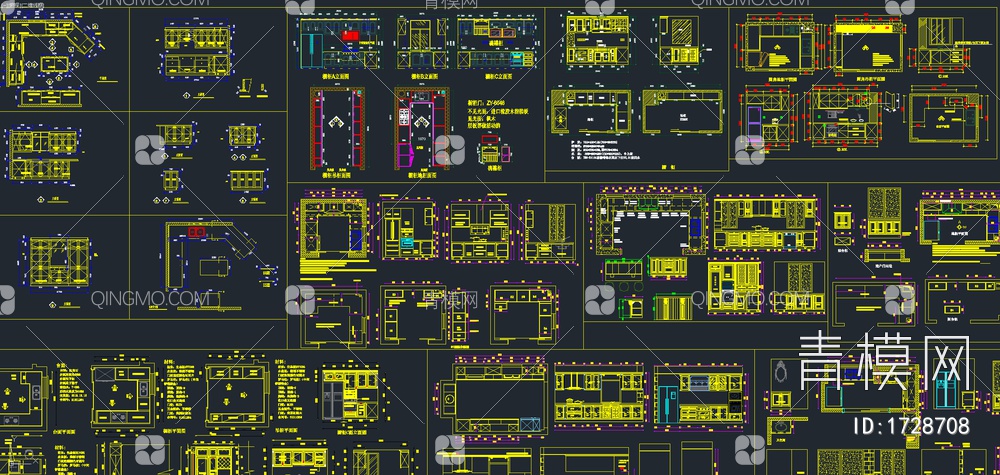 最新整体橱柜设计CAD图库【ID:1728708】