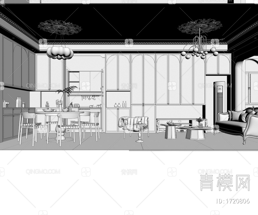 家居客餐厅、厨房3D模型下载【ID:1720806】