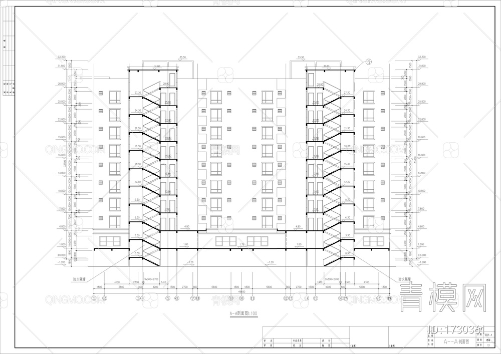 商住楼建筑设计图【ID:1730361】