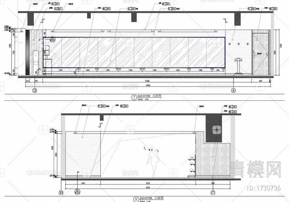 某酒店游泳健身中心施工图 游泳池 健身房 康体中心 更衣室【ID:1730736】