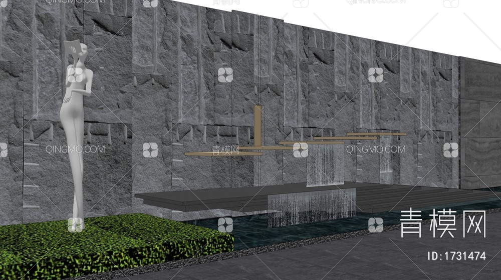 景墙围墙 形象墙 对景景墙 文化景墙 造型墙7SU模型下载【ID:1731474】