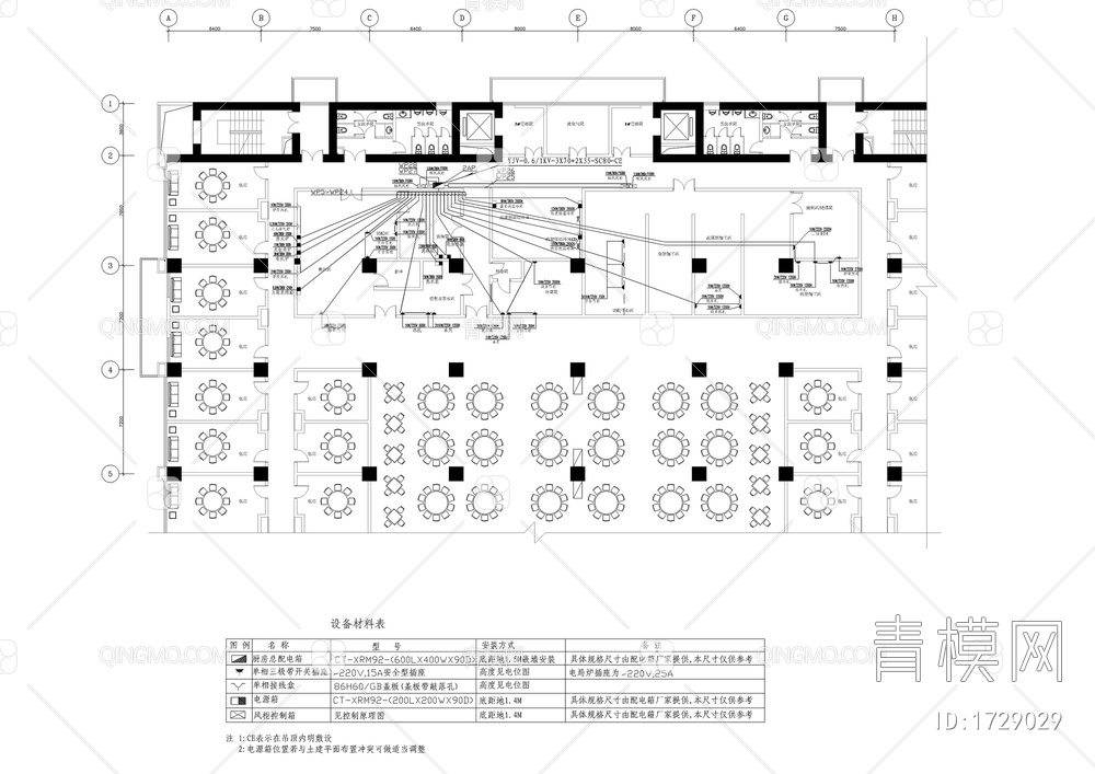 星级酒店宴会餐厅电气图【ID:1729029】