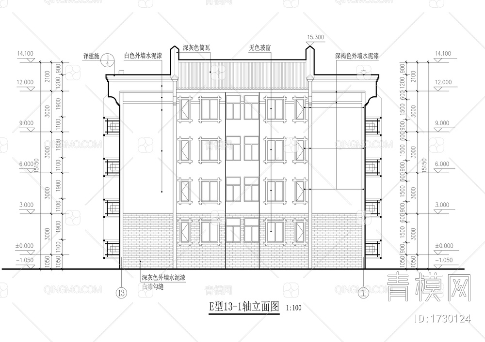 三款经典微派建筑施工详图【ID:1730124】