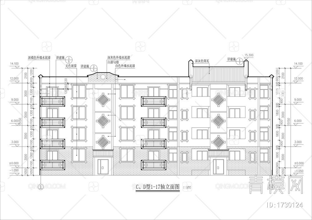 三款经典微派建筑施工详图【ID:1730124】