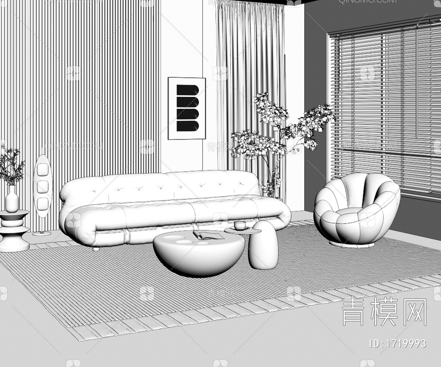 沙发茶几组合3D模型下载【ID:1719993】