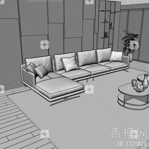 转角组合沙发3D模型下载【ID:1721823】