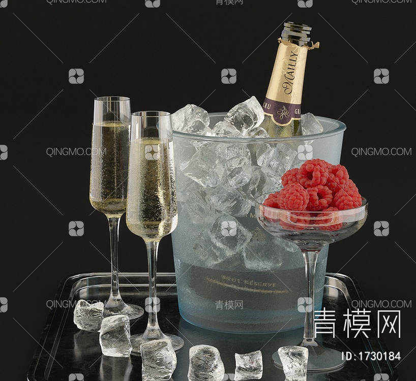 覆盆子香槟3D模型下载【ID:1730184】
