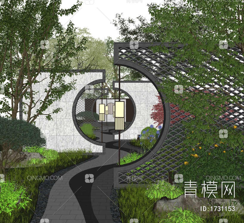 庭院景观suSU模型下载【ID:1731153】
