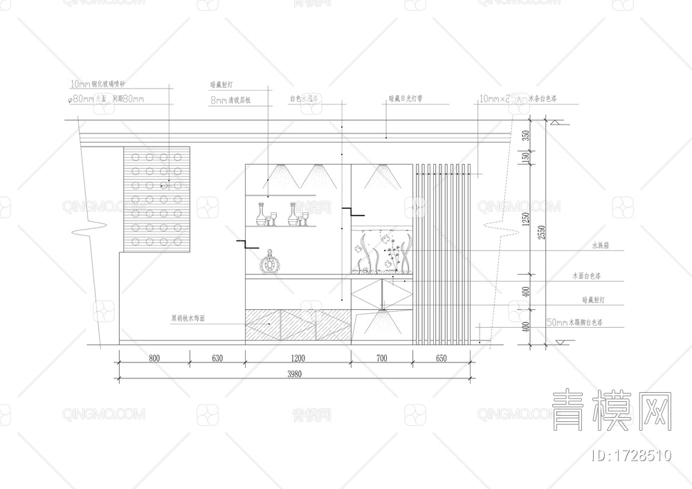 百款客厅餐厅装饰墙酒架等CAD立面详图【ID:1728510】