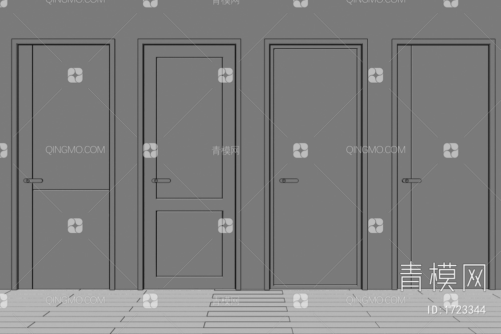 室内门，平开门3D模型下载【ID:1723344】