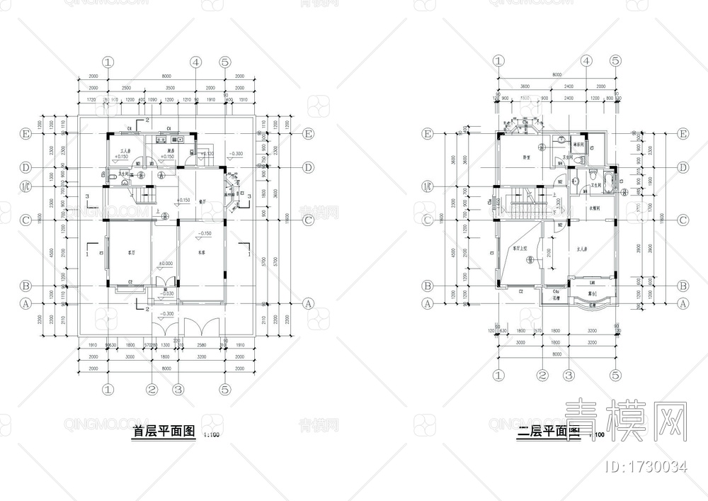 三层别墅建筑图【ID:1730034】