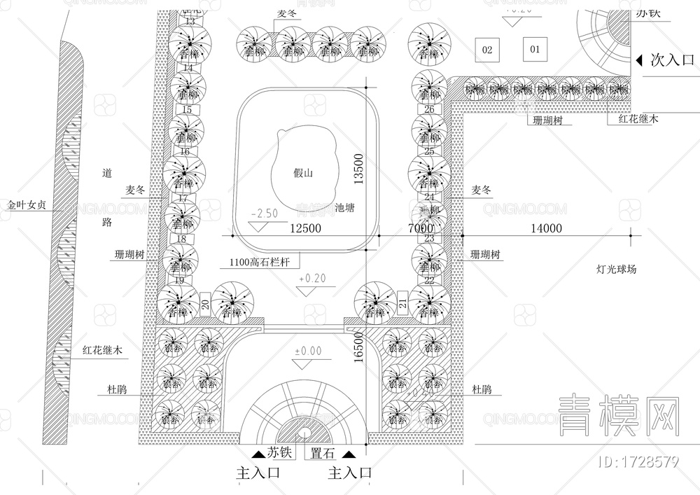 健身公园绿化、排水布置图【ID:1728579】