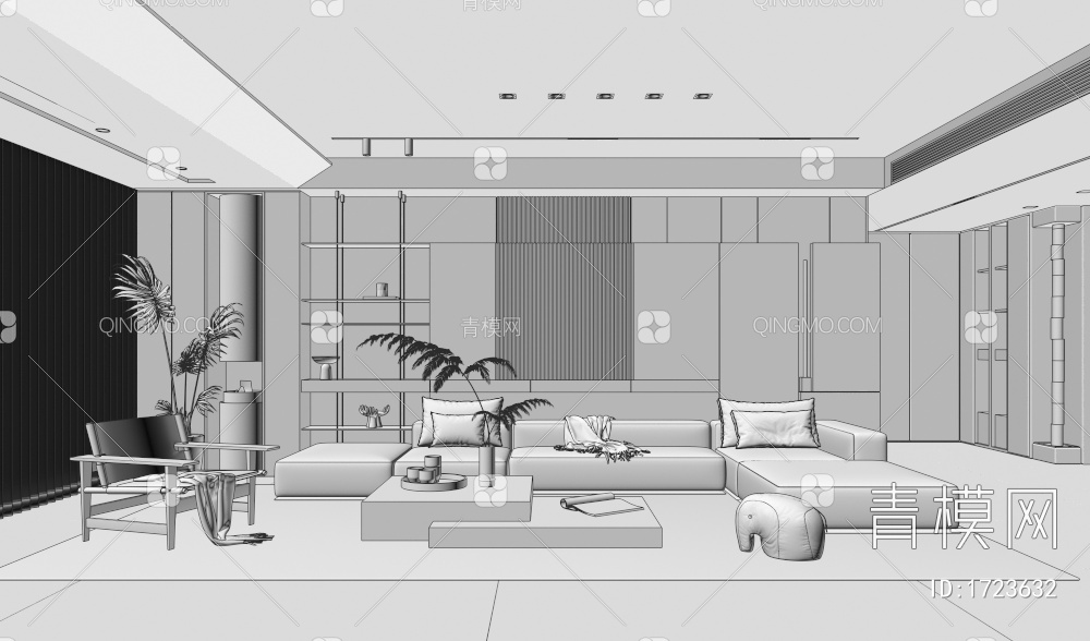 客厅3D模型下载【ID:1723632】