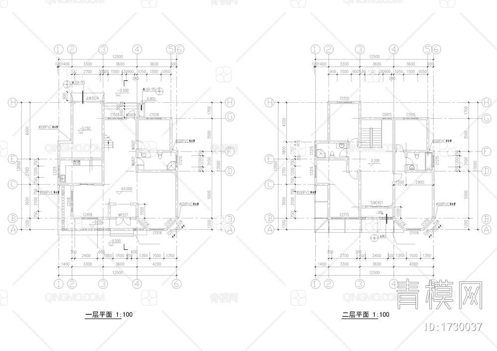 乡村自建三层别墅建筑结构图【ID:1730037】