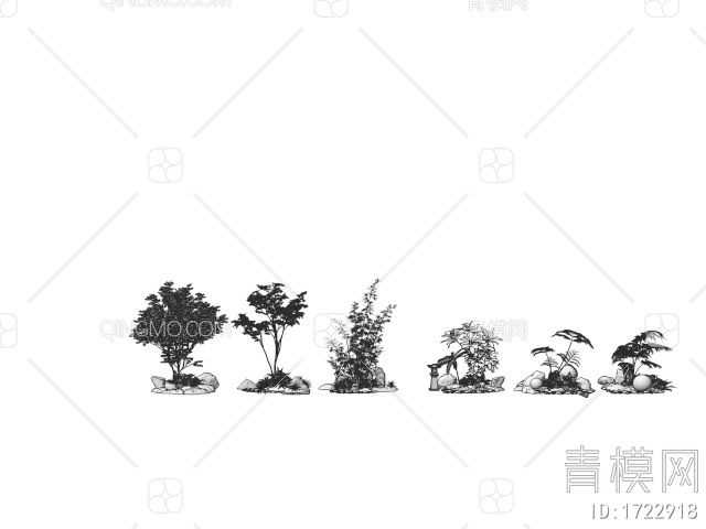 庭院小品 植物组合 植物造景 蕨类植物 景观树 竹子3D模型下载【ID:1722918】