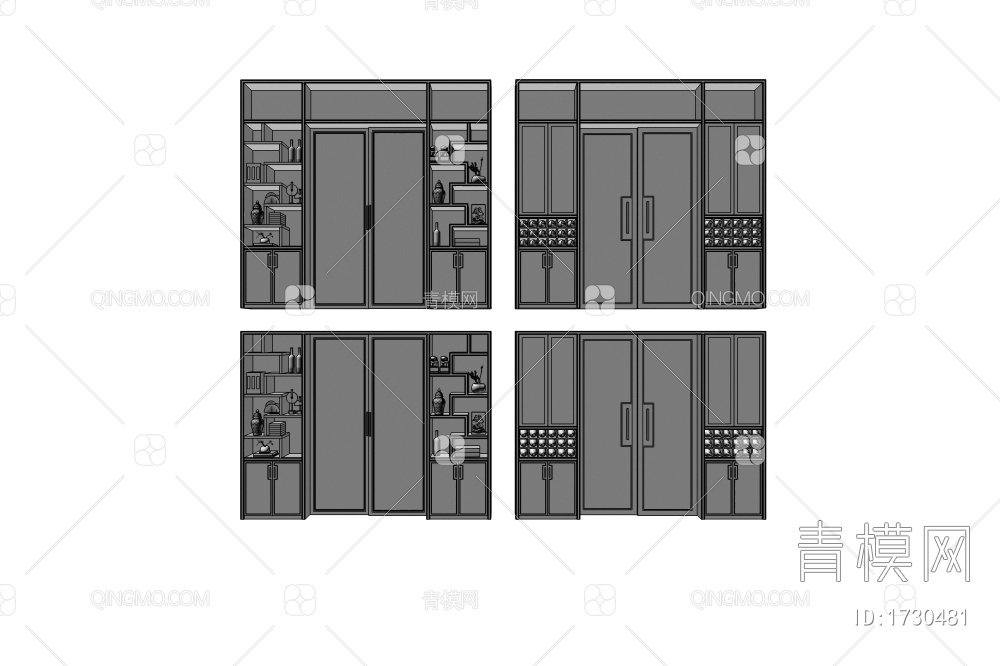 推拉门 酒柜3D模型下载【ID:1730481】