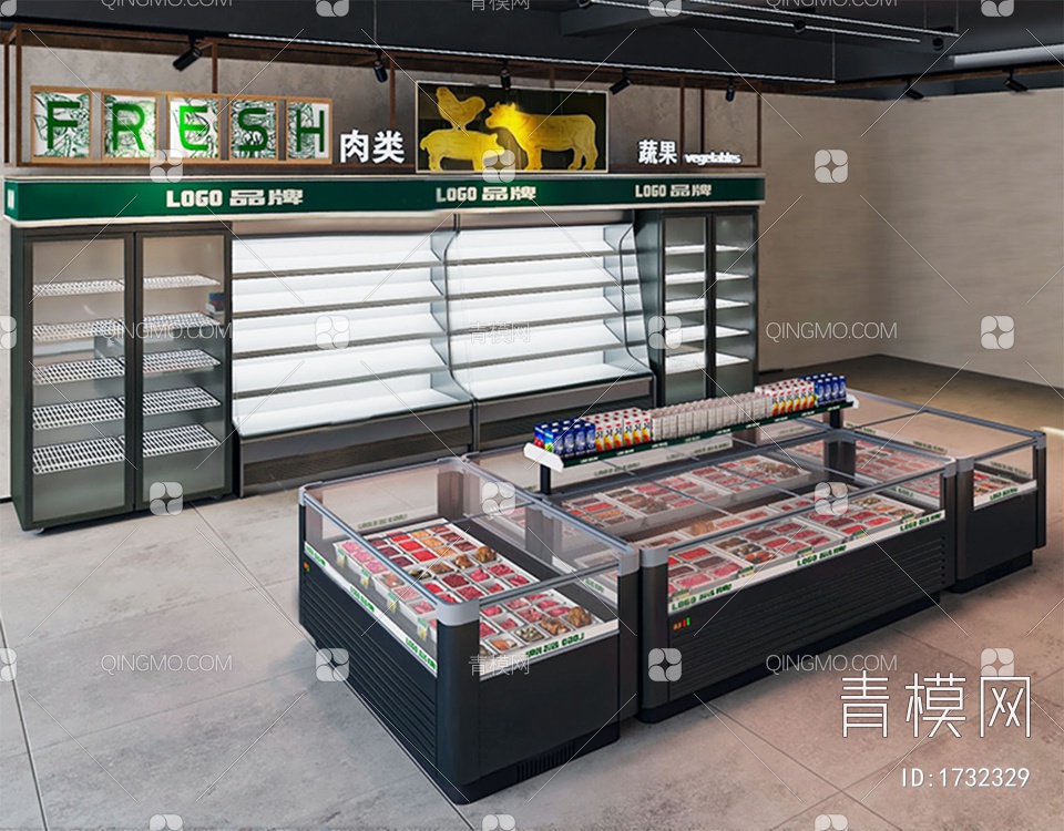 超市冰柜3D模型下载【ID:1732329】