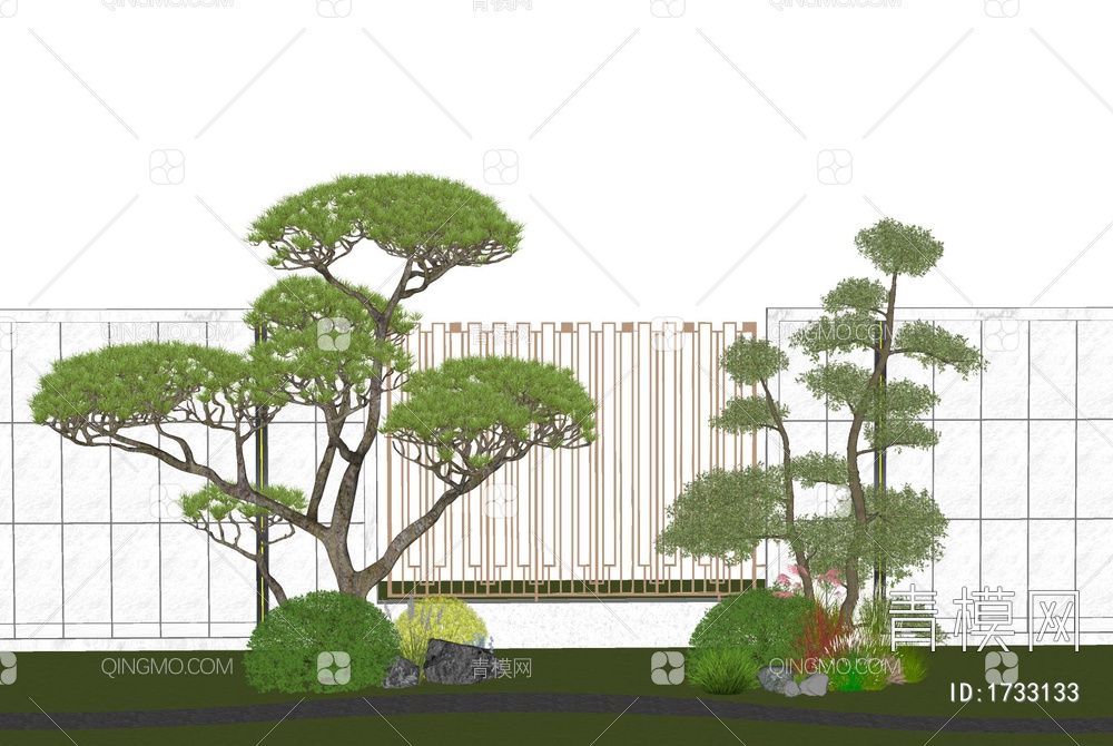 景观造型树组合SU模型下载【ID:1733133】
