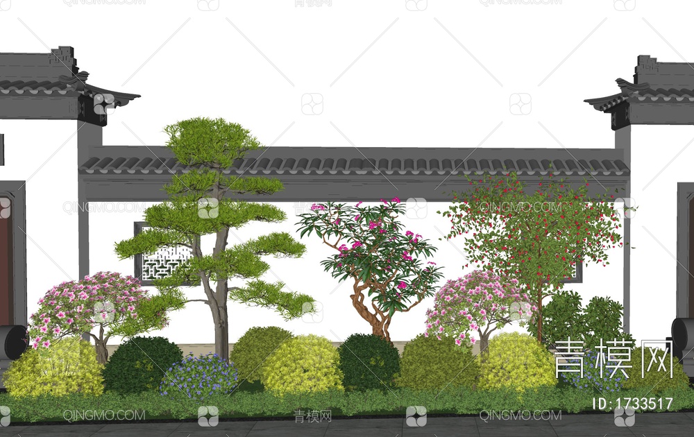 庭院景观花境植物花团SU模型下载【ID:1733517】