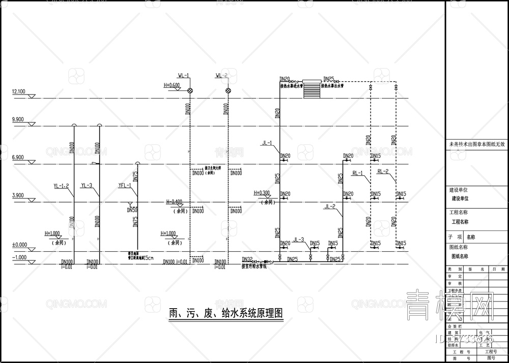 别墅给排水设计 施工图【ID:1733625】